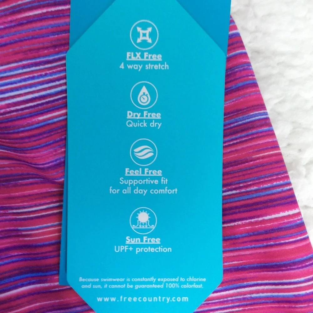 NWT Free Country Striped Swim Tankini Top